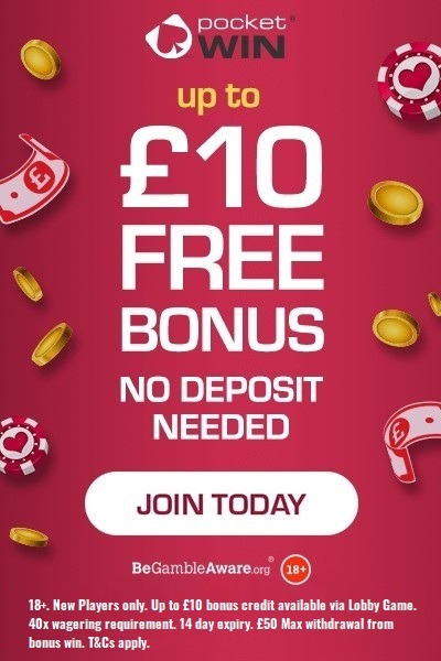 Up to £10 No Deposit Bonus for new players at PocketWin Casino Up to £10 No Deposit Bonus for new players at PocketWin Casino