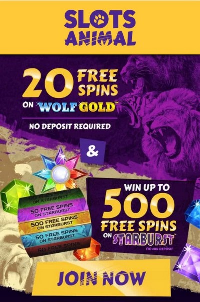 20 Free Spins for Sign Up at Slots Animal Casino