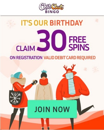 30 Free Spins on Registration at ChitChat Bingo Casino