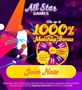 Win up to 1000% Matchup Bonus at Casino All Star Games Win up to 1000% Matchup Bonus at Casino All Star Games