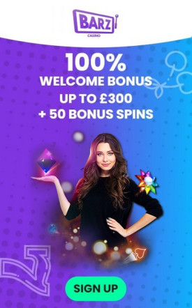 Welcome Bonus at BARZ Casino: 100% Up to £300 + 50 Bonus Spins Welcome Bonus at BARZ Casino: 100% Up to £300 + 50 Bonus Spins