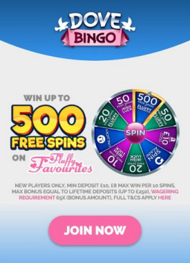 Welcome Bonus Dove Bingo Casino: Up to 500 Free Spins