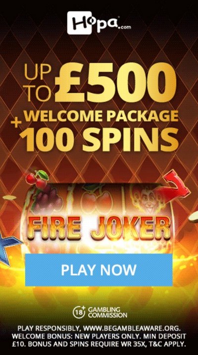 Hopa Casino - up to £500 Welcome Offer + 100 Bonus Spins