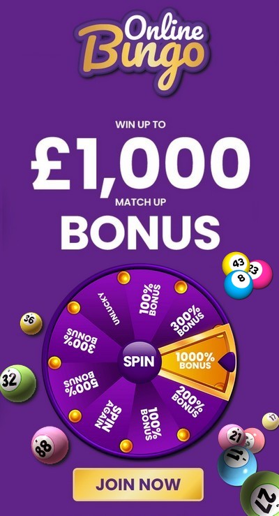 Welcome Bonus at Online Bingo Casino: Up to £1000 Match Bonus