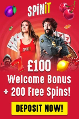 Welcome Bonus at Spinit Casino: £100 + 200 Free Spins