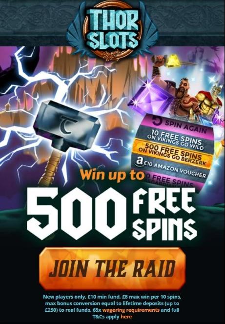 Welcome Bonus at Thor Slots Casino: 500 Free Spins